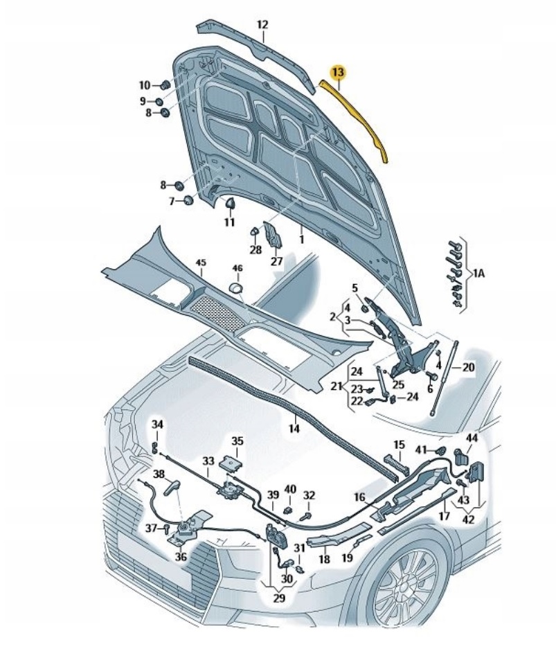 фото №9, Audi a4 rs4 b9 2016-2024 прокладка капот права 8w0 оригінал вживаний