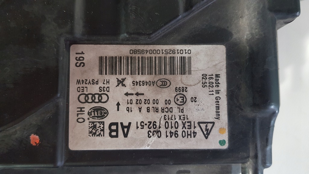 фото №10, Лампа передня перед ліва audi a8 d4 ксенон 4h0 4h0941003