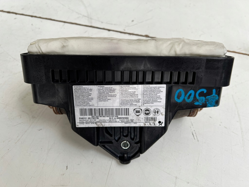 фото №13, Панель приладів консоль подушка безпеки ремені натягувачі fiat 500 przed lift сіра