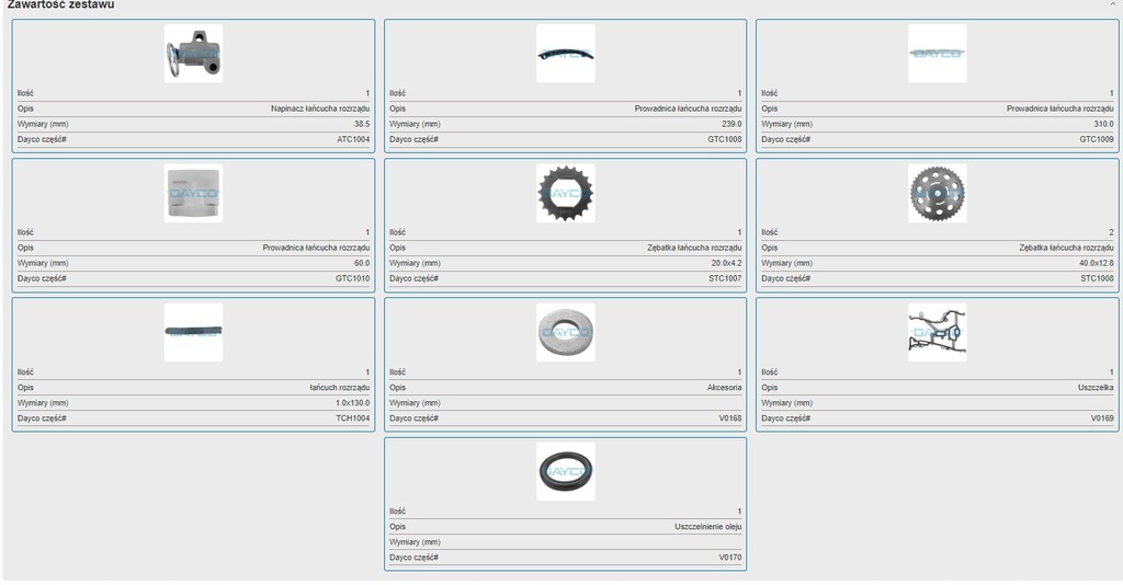 фото №9, Набір розподільного валу dayco ktc1004 набір ланцюга розподільного валу