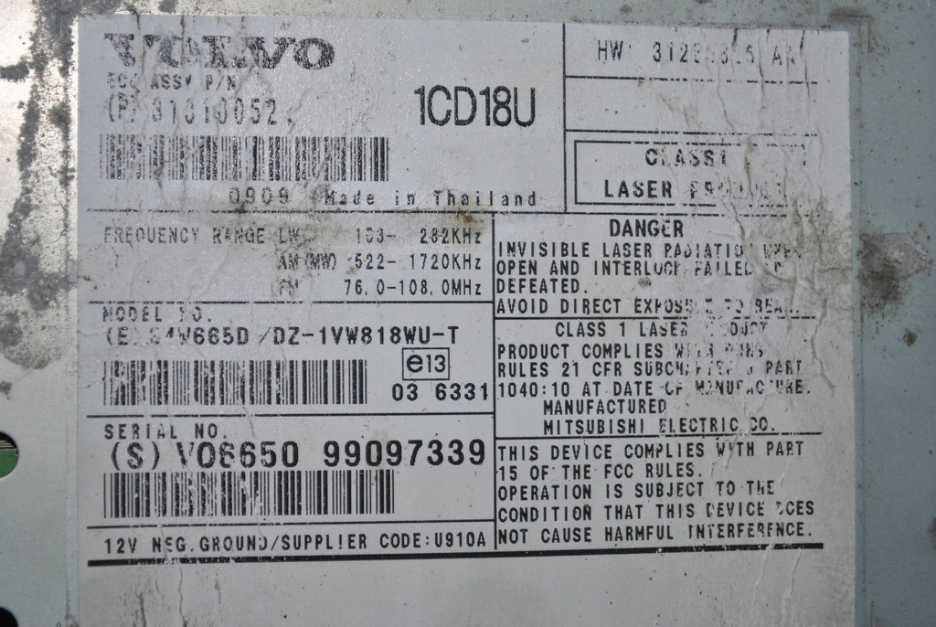 фото №8, Радио считыватель дисков volvo c70 31310052