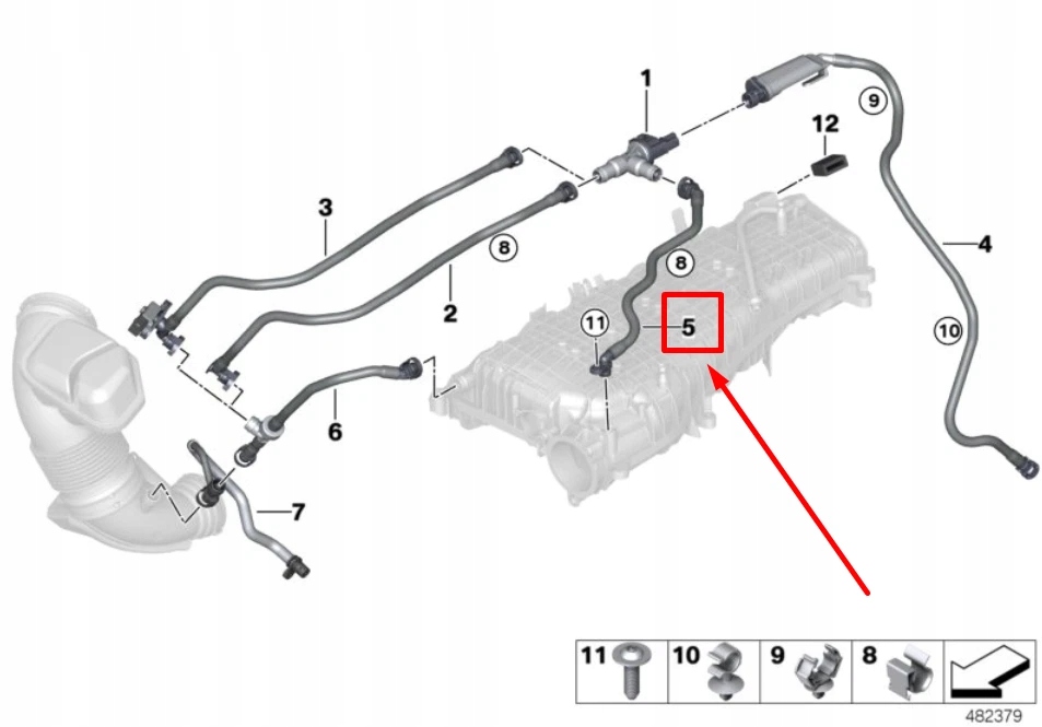 Bmw 7 g12 шланг вентиляції бака пального 7643103 13907643103 Ціна