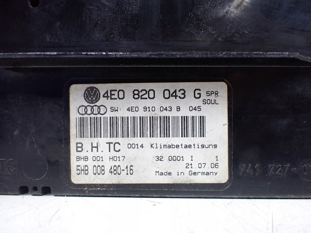 фото №10, Панель кондиціонера audi s8 d3 5.2 fsi 4e0820043g