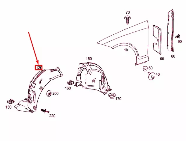 фото №9, Mb cls c218 защита подкрылок передний lewego крыла a2186902530 oem