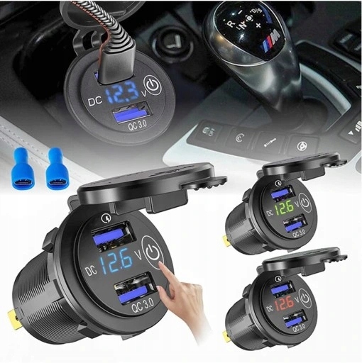 фото №8, Зарядное устройство автомобильная 2xusb qc3.0 woltomierz сенсорный