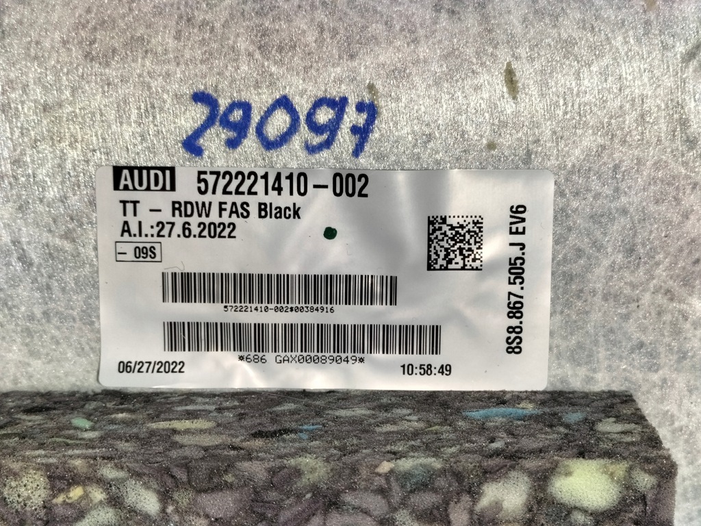 фото №8, Потолок обивка audi tt 8s 14- ev6