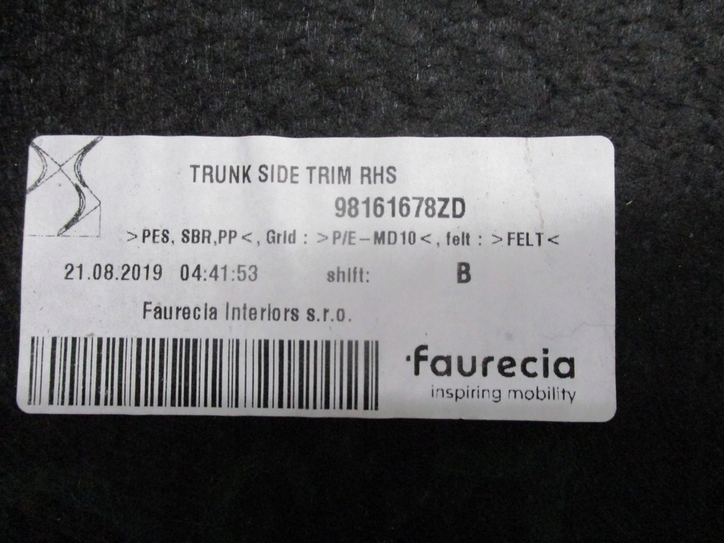 фото №7, Обивка обшивка багажника citroen ds7 98174030zd 98161678zd