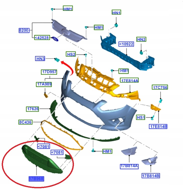 фото №13, Решітка бампера нижня focus c-max cb7 2010-2015 _ 1740065 _ am51-17b968-bd