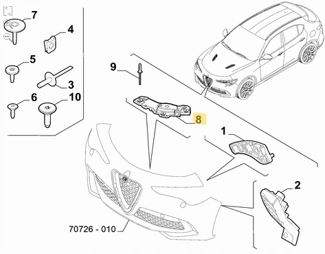 фото №7, Направляющая бампера перед правый alfa romeo stelvio