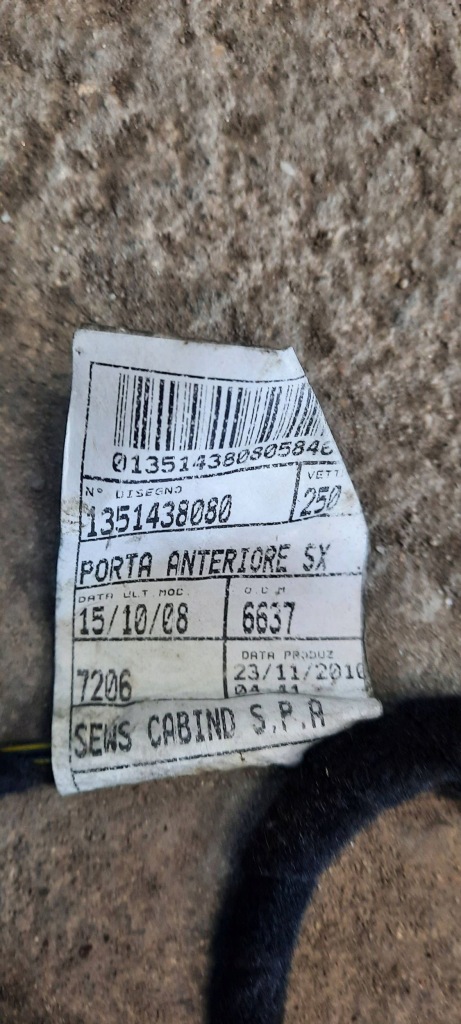 фото №1, Джгут двері лівий перед fiat ducato 1351438080