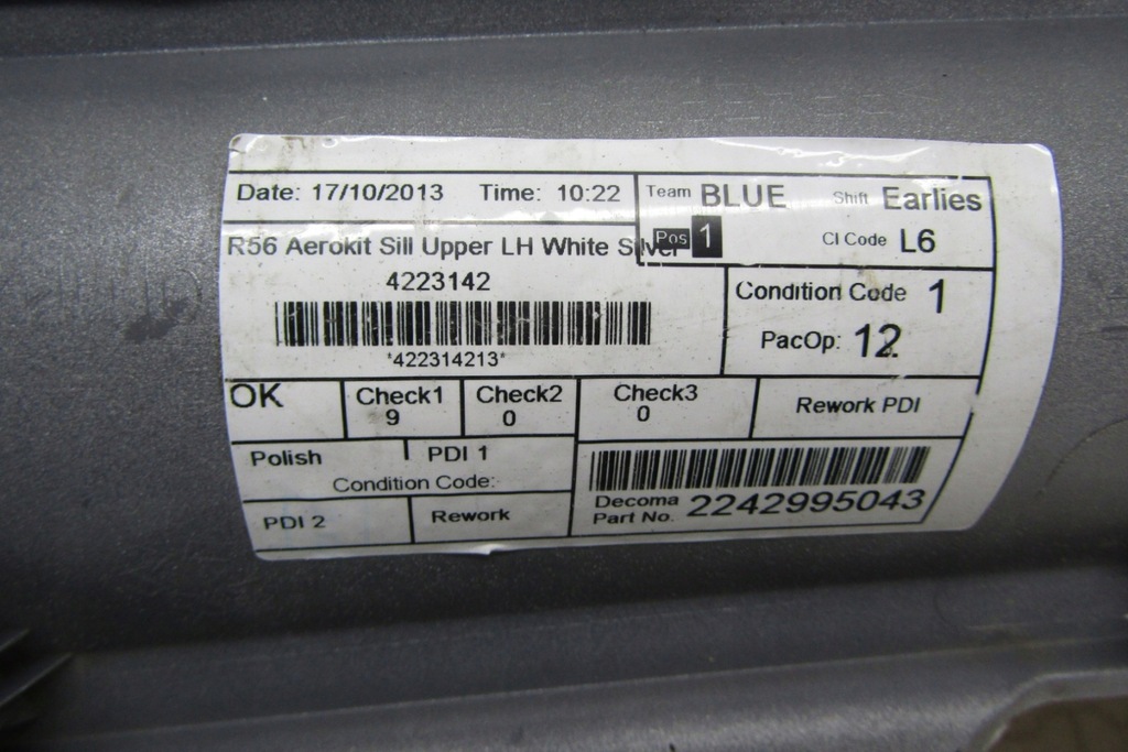 фото №10, Молдинг порог левая mini cooper one r56 r57 06-13 jcw