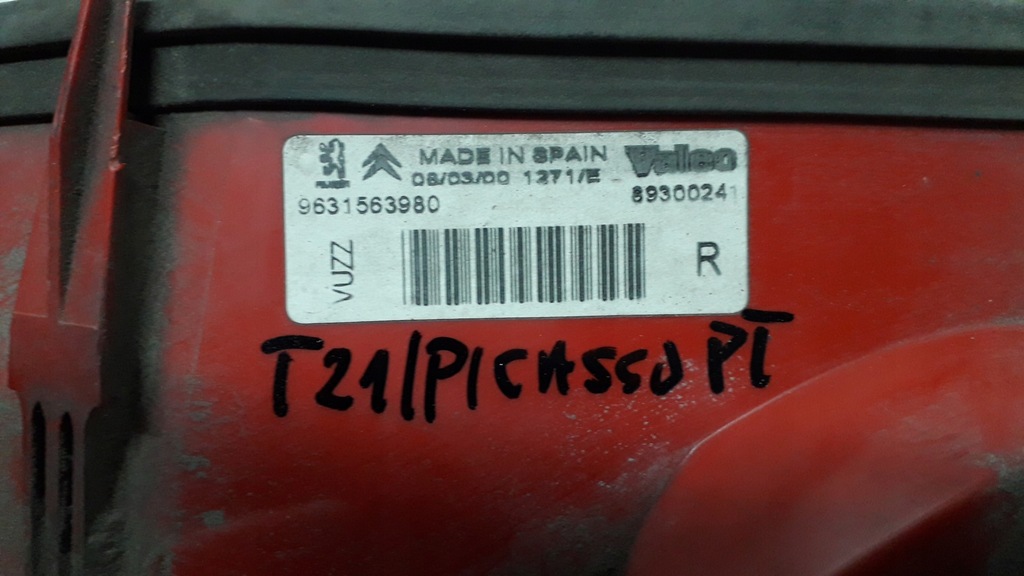 фото №14, Citroen xsara picasso 98- лампа правая 9631563980