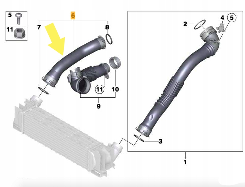 фото №2, Інтеркулер turbo труба bmw 4 f32 f33 f36 x3 f25
