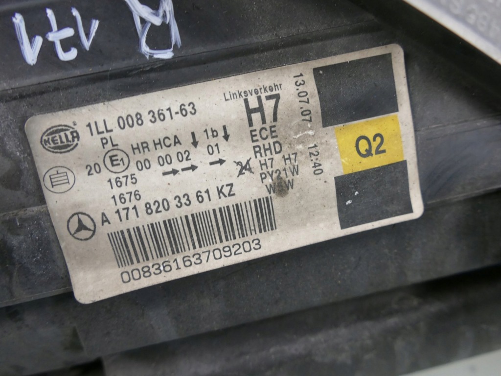 фото №16, Фара лампа перед правый mercedes slk w171 r171