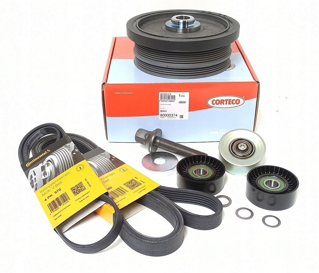 фото №7, Шкив коленчатого вала corteco набор bmw e46 318 320d ремень многоручьевой
