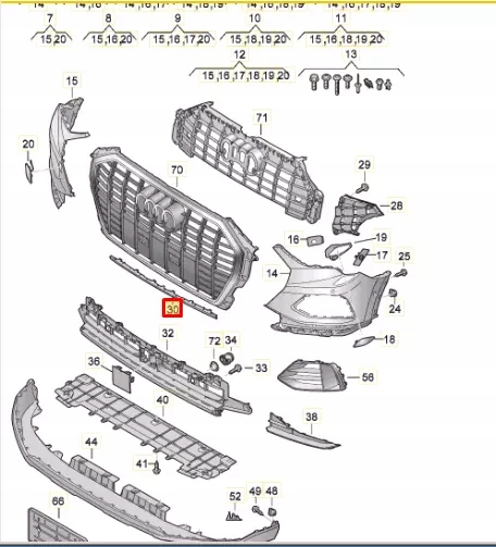 фото №1, Audi q3 f3 sportback передняя часть бампер шатун piece trim 83a807663gru