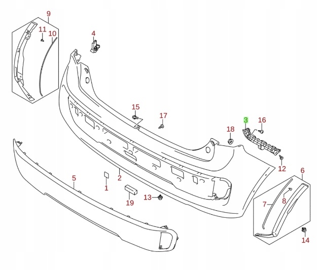 фото №12, Suzuki ignis iii 2017-ślizg бампера задня правий