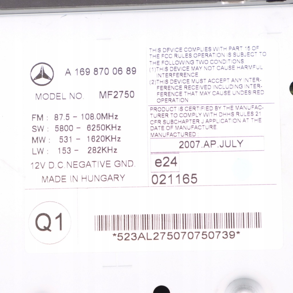 фото №13, Mercedes w169 w245 радіопрогравач cd радіо програвач стерео a1698700689