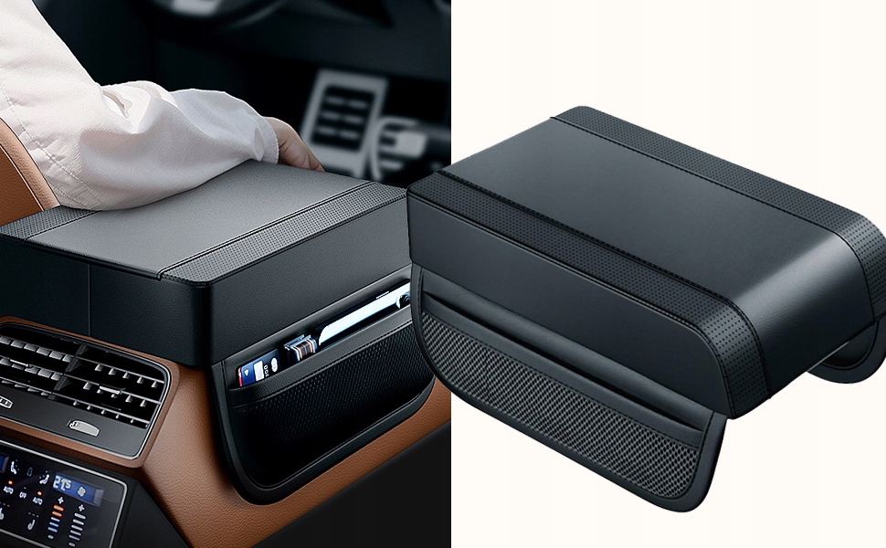 фото №10, М'яка подушка накладка na підлокітник з бардачок - czarna піна memory