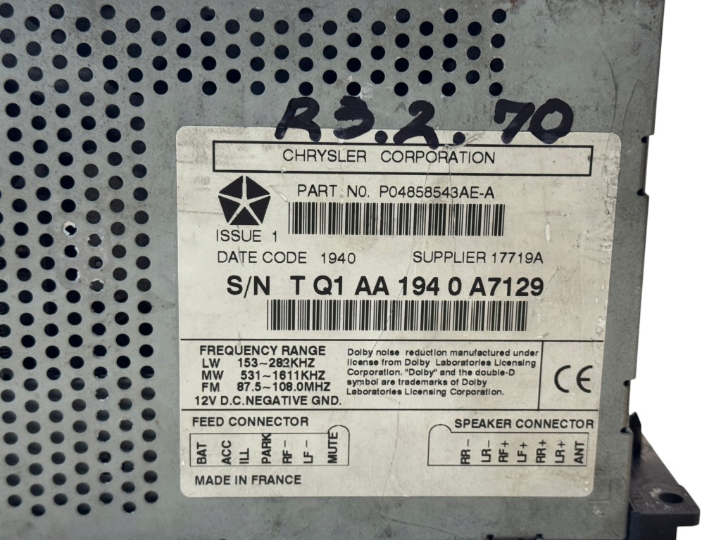 Радіопрогравач радіо chrysler pt cruiser p04858543ae Доставка