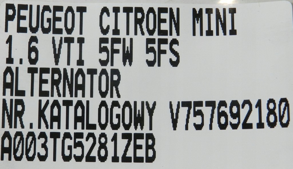 Генератор peugeot citroen mini 1.6 16v thp vti v757692180 a003tg5281zeb Киев