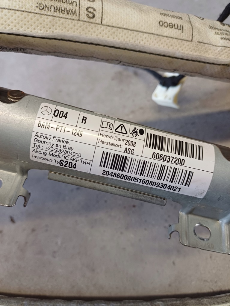 фото №5, Шторка безпеки права mercedes w204 c-klasa air bag kombi