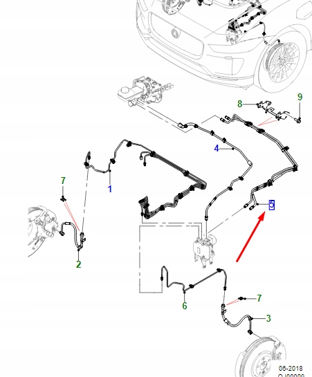 фото №1, Jaguar i-pace x590 brake line труба rhd t4k9836 original