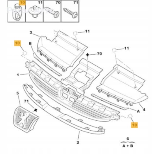 фото №1, Кліпса решітка радіатора перед citroen peugeot 607 742728