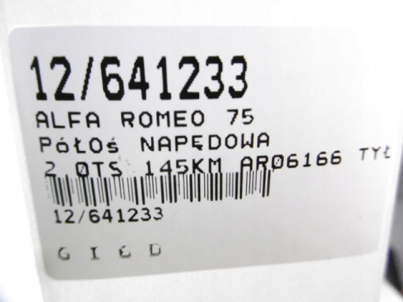 фото №7, Alfa romeo 75 привідний вал задня 2,0 16v