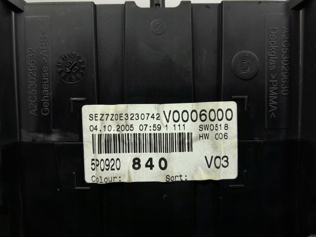 фото №6, Seat altea i 1.6b 102 km прилади лічильник бензин eu 5p0920840