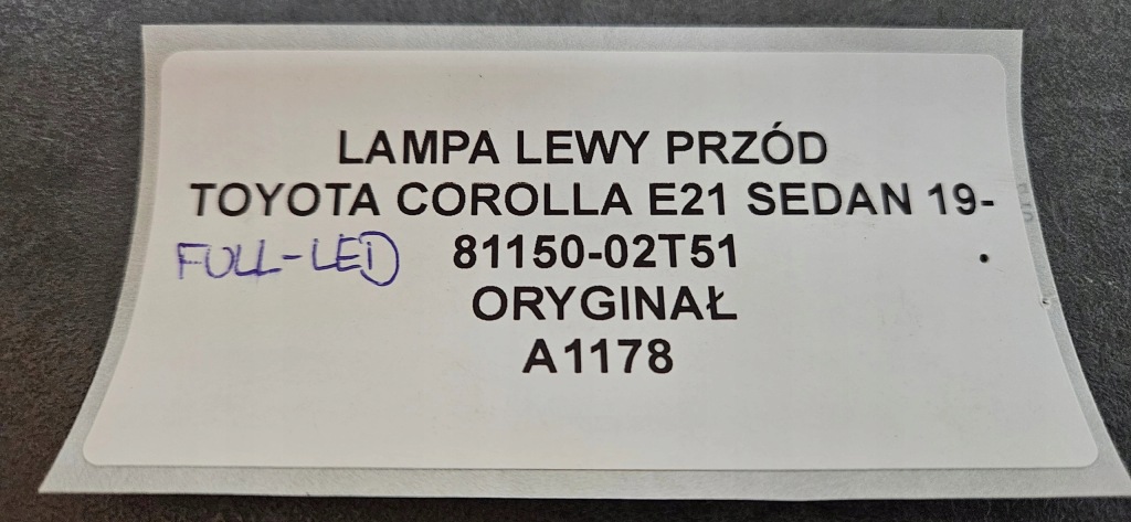 фото №10, Лампа левый перед toyota corolla e21 sedan 19- full led оригинал 81150-02t51