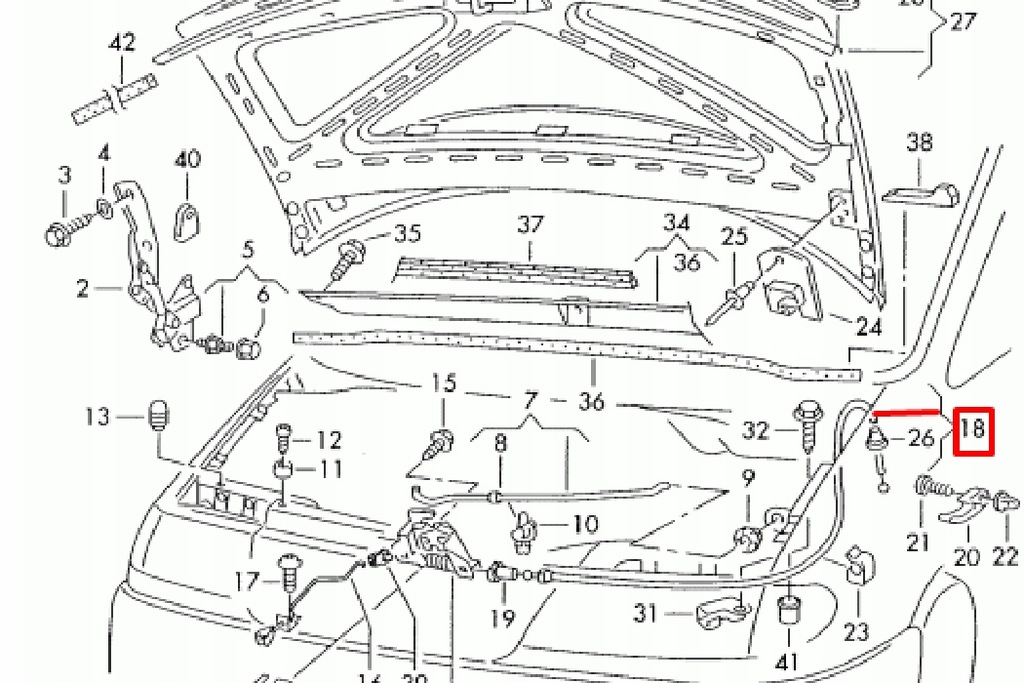 фото №6, Vw sharan 7m8 трос замка капот 7m3823531b оригинальная