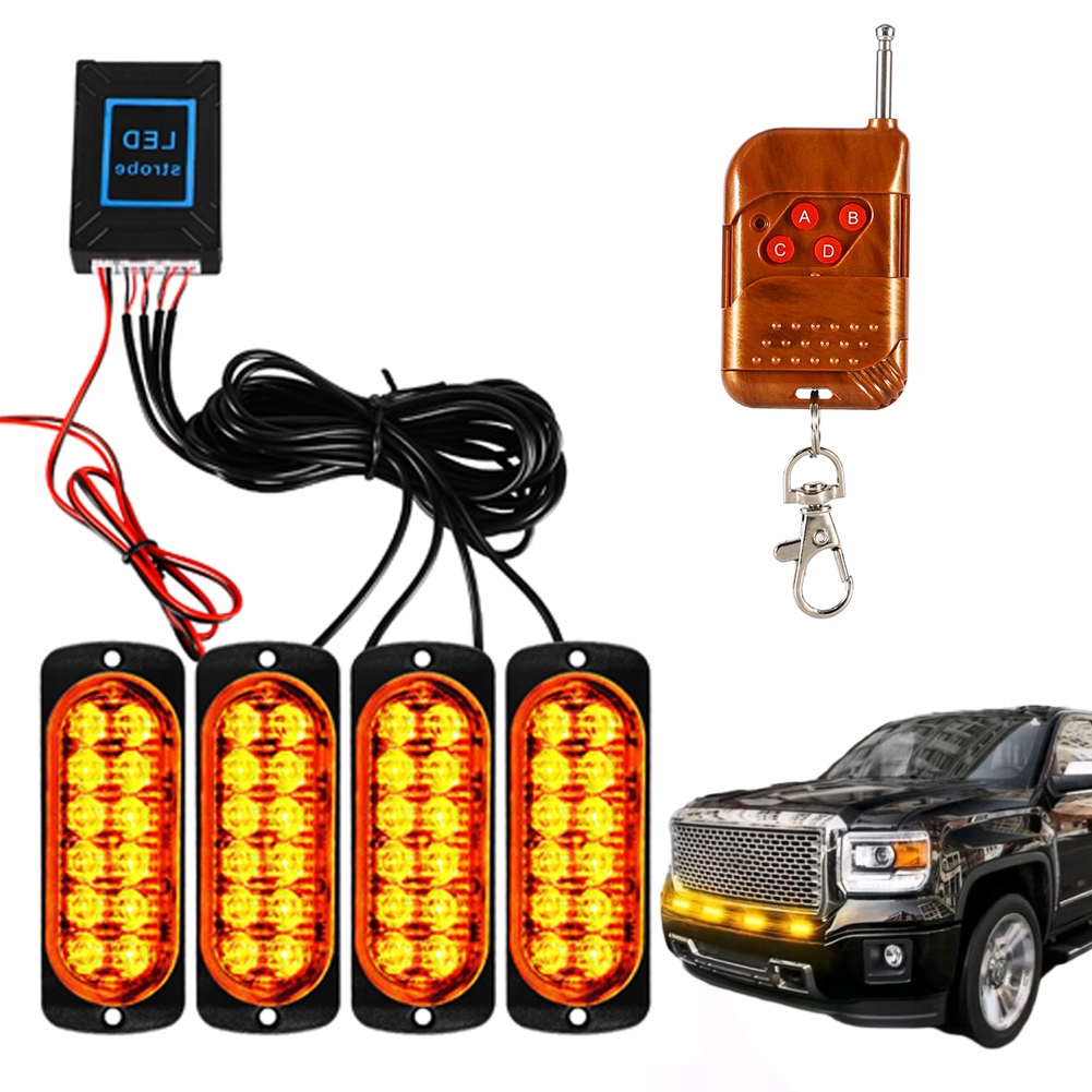 4x stroboskopowa фонарь  led оранжевая pomoc эвакуатор 12v kogut с пульт Цена