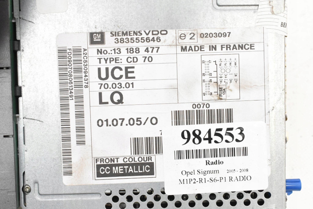 фото №6, Радіо радіопрогравач cd70 cd navi 13188477 opel signum c 05-08