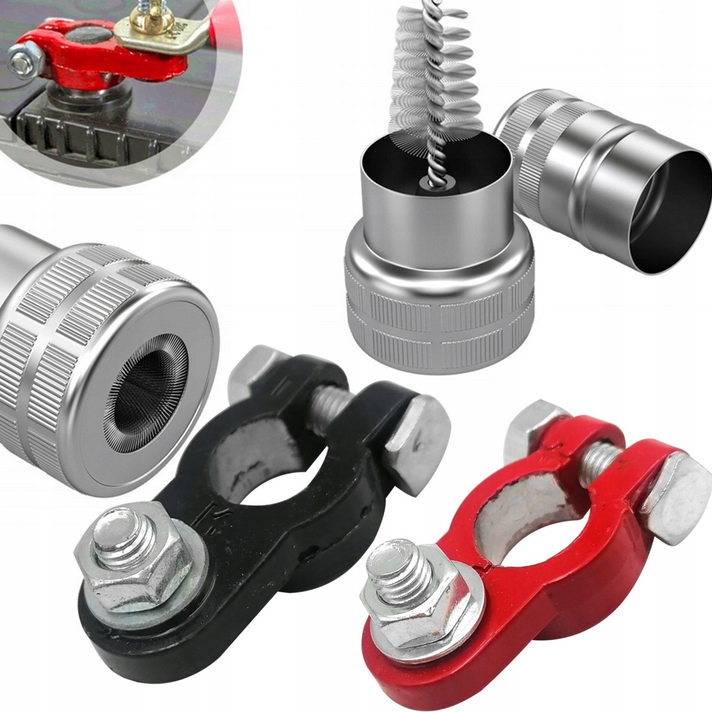 фото №1, Клеммы аккумулятор универсальные oczkowe + щетка