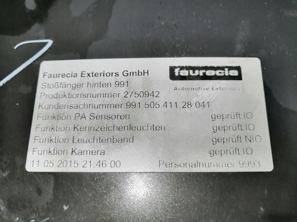 фото №15, Бампер задний задняя porsche 911 vii 991 hal 9544