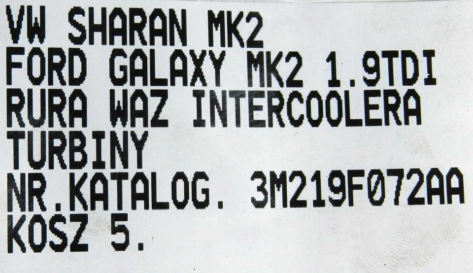 фото №6, Труба інтеркулер sharan galaxy 1.9tdi 3m219f072aa
