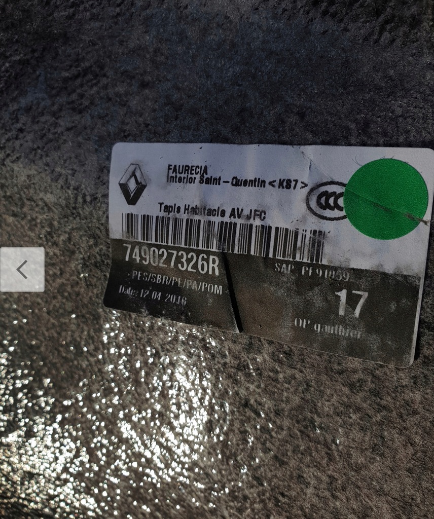 фото №5, Обшивка коврик espace v 749027326r