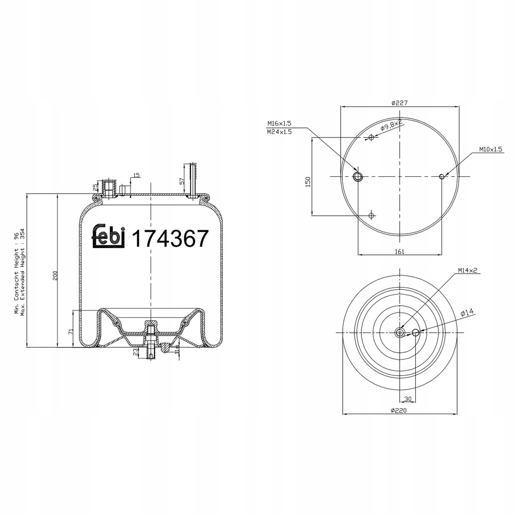 фото №1, Пневмоподушка подвеска пневматический febi 174367