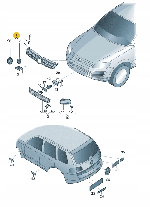 фото №14, Vw touareg 2 ii 7p 7p6 10-15 решётка радиатора решётка радиатора 7p6853651a 7p6853651d