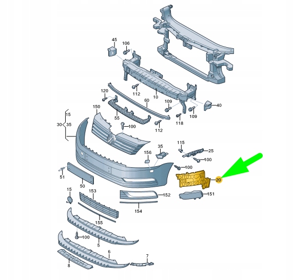 фото №8, Vw passat b7 передняя часть правый бампер guide piece r-line 3aa807178b