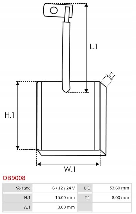 Щітка вугільна, генератор as-pl ob9008 Оригінал
