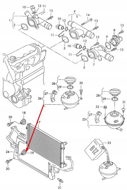 фото №1, Audi tt 8n правый lower радиатор кронштейн кронштейн 1j0806157f original
