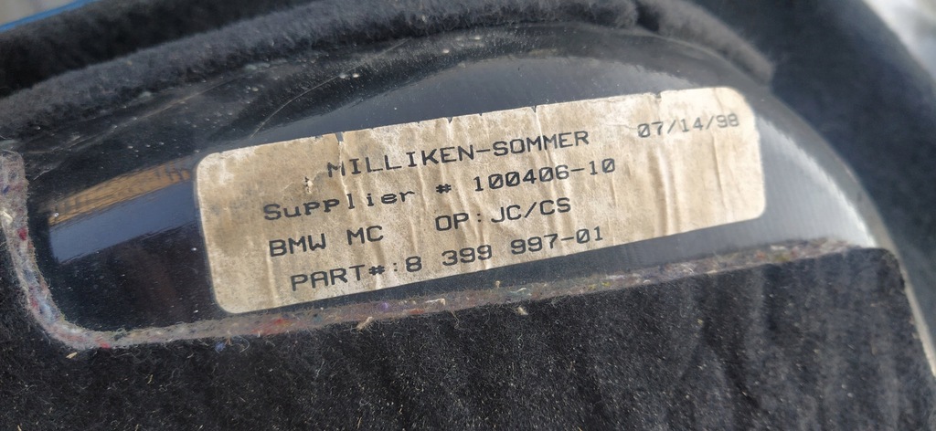 фото №6, Коврик, обивка, багажника z3 coupe ,z3 m coupe