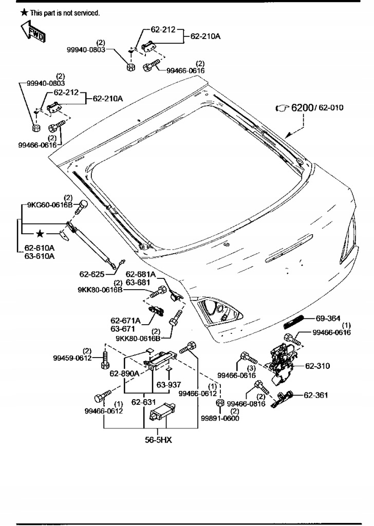 фото №6, Gs1m-63-671b гумовий елемент амортизатор кришки багажника mazda 6