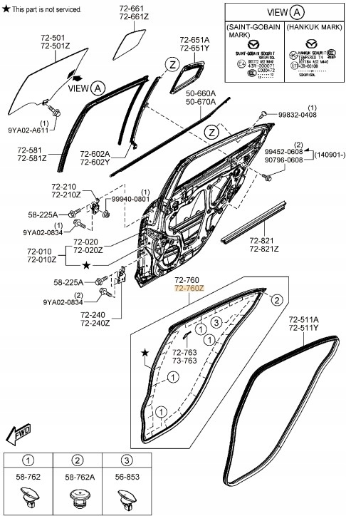фото №2, Прокладка двері внутрішня задня ліва mazda 3 bm хетчбек оригінал