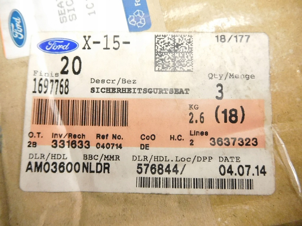 фото №6, Pas безопасности задняя transit mk6 1697768