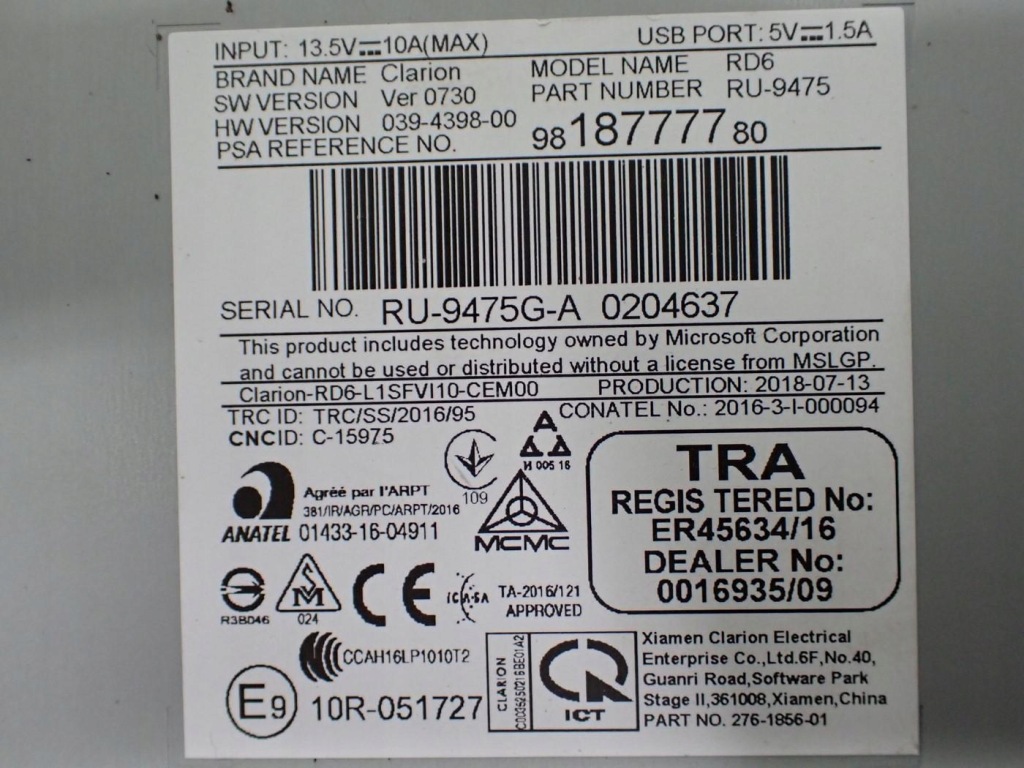 фото №7, Радіо заводський оригінал 9818777780 citroen c3 iii 19r