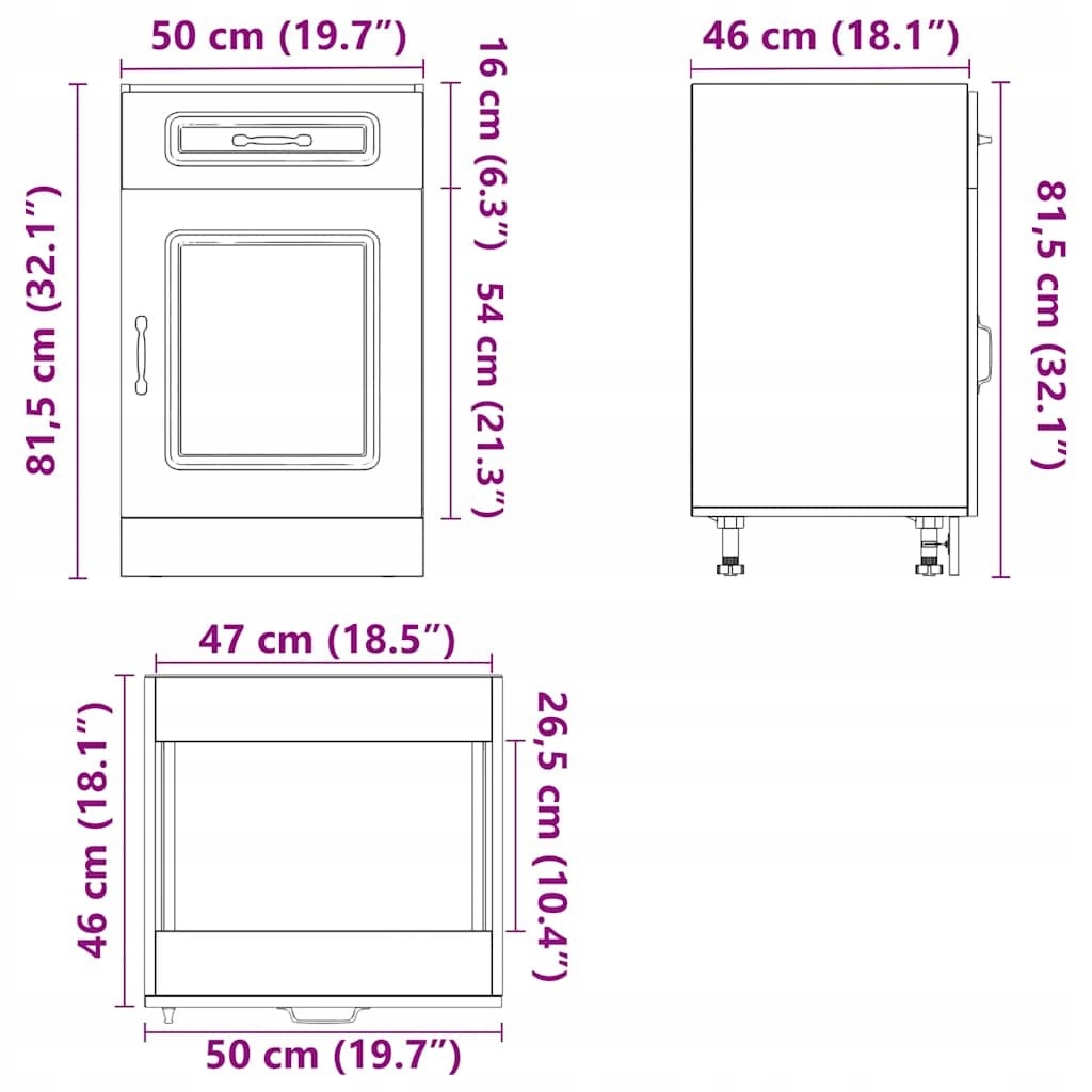 Шафа kuchenna нижня kalmar stare drewno 50x46x81 Оригінал