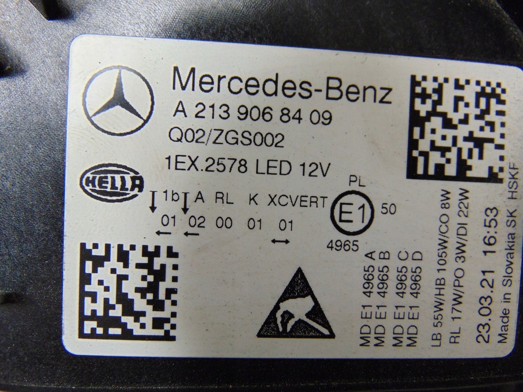 фото №15, Лампа правая перед mercedes w213 a2139068409 europa